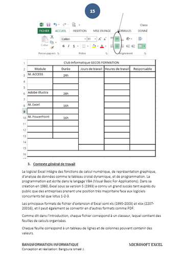 Microsoft Excel CHAPITRE A